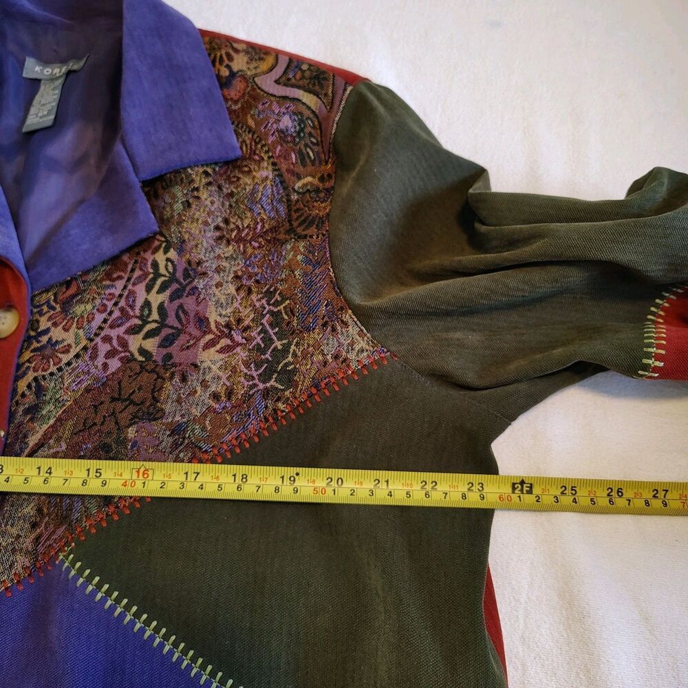 Patchwork Embroidered Boho Jacket Koret Womens 16… - image 8